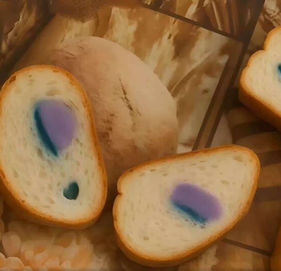 While slicing the bread I bought from the store, I found an unexpected green-yellow substance inside. I was terrified when I realized what it really was.