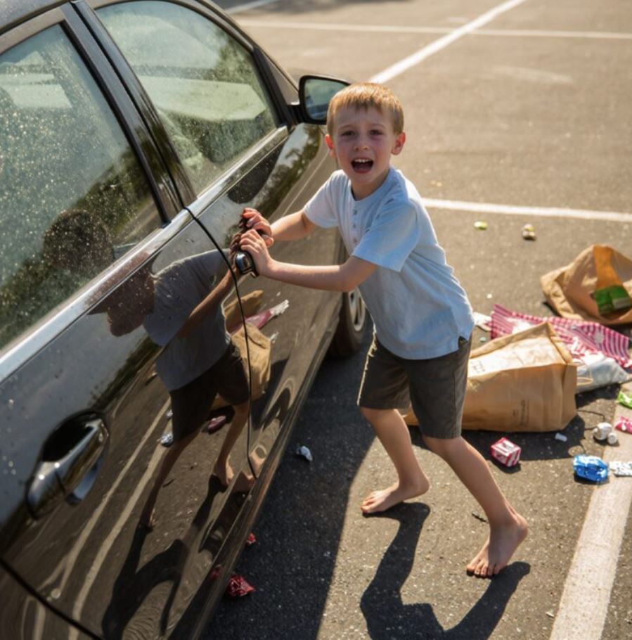 Barefoot child cried and pounded on car door when I looked inside my heart nearly stopped