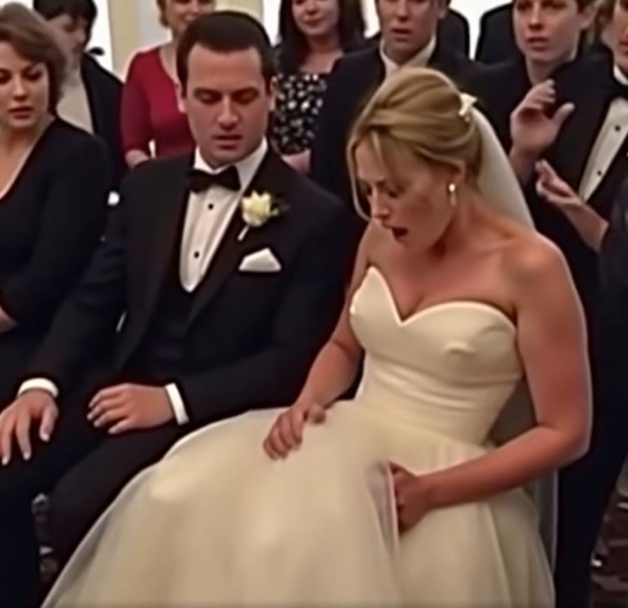 During the wedding, something stirred beneath the bride’s dress! The groom went pale