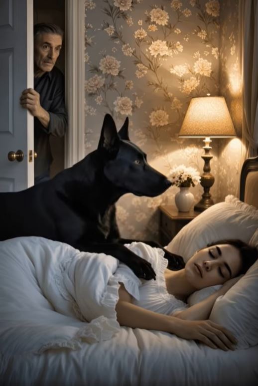 One quiet night, our loyal dog crept softly into the bedroom. Suddenly, he barked and placed his paws gently on my sleeping wife, as if sensing something important we could not see.