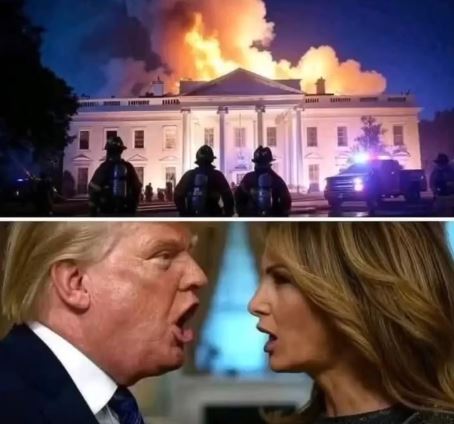 30 Minutes Ago: U.S President Donald Trump and First Lady Melania Are On The Run as White House is Engulfed in Flames