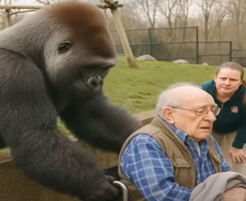 At the zoo, a gorilla suddenly attacked a man in a wheelchair, grabbed the handles of his chair, and refused to let go: the zookeepers tried to save the man, but then something completely unexpected happened