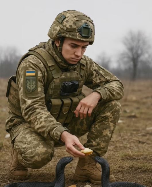 A young, inexperienced soldier fed a snake, even though his comrades had warned him not to: a few days later, something terrible happened to him