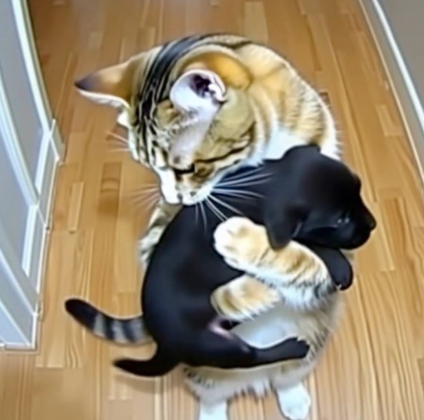 After my cat brought home puppies from who knows where, a policeman knocked on the