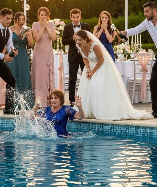 “Useless!” my daughter-in-law shrieked, shoving me into the pool right in front of my son at wedding