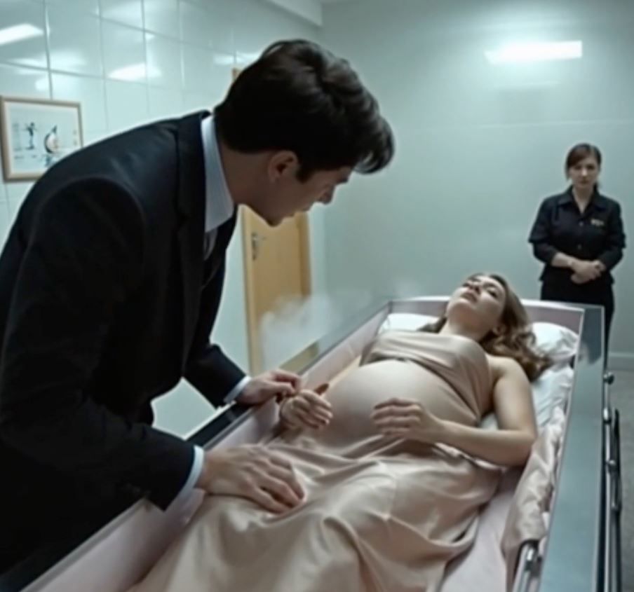 While cremating his pregnant wife, the husband opened the coffin to take one last look