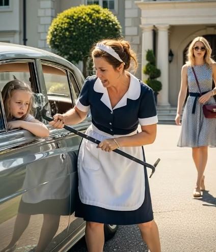 When the millionaire’s young wife left her stepdaughter alone in the car, the maid saw everything — and what she did next changed every life in that house.