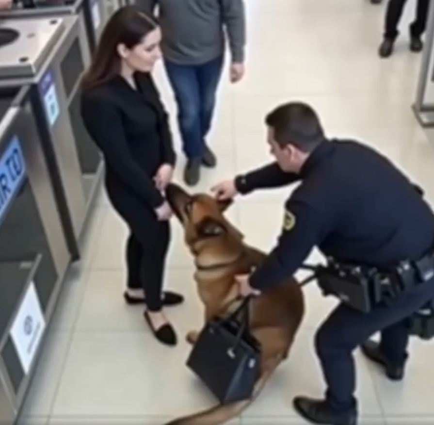 The drug sniffing dog at the Minneapolis & Las Vegas airports- caught on camera in Vegas