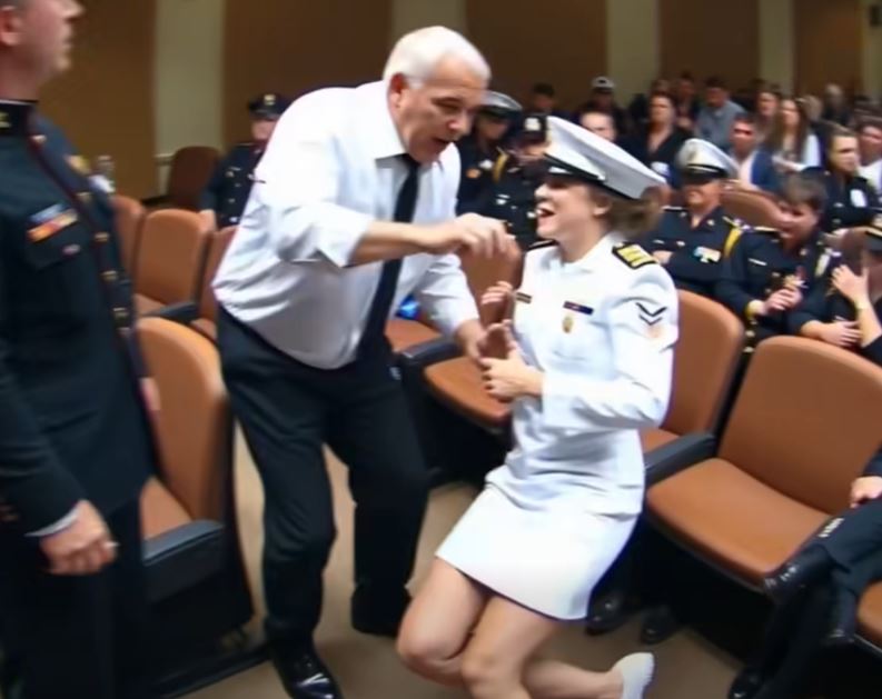 My stepbrother kj;cke;d me in the stomach. At my Marine promotion ceremony, bl;o0d stained my