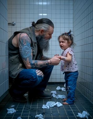 Six Year Old Girl With Bruises Begged Scary Biker To Save Her From Stepfather!