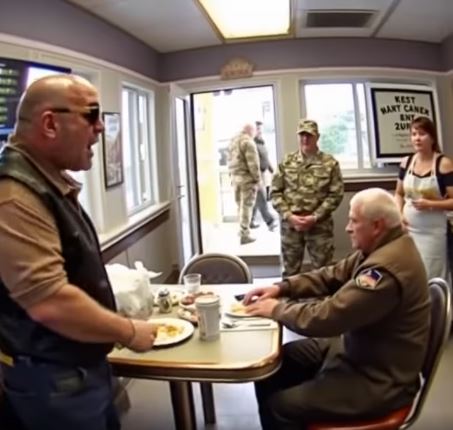 A biker sla/pped an 81-year-old veteran in a diner — no one could have imagined