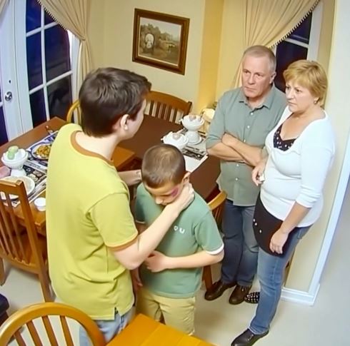 At the birthday party, my son showed up with a bruise under his eye, while