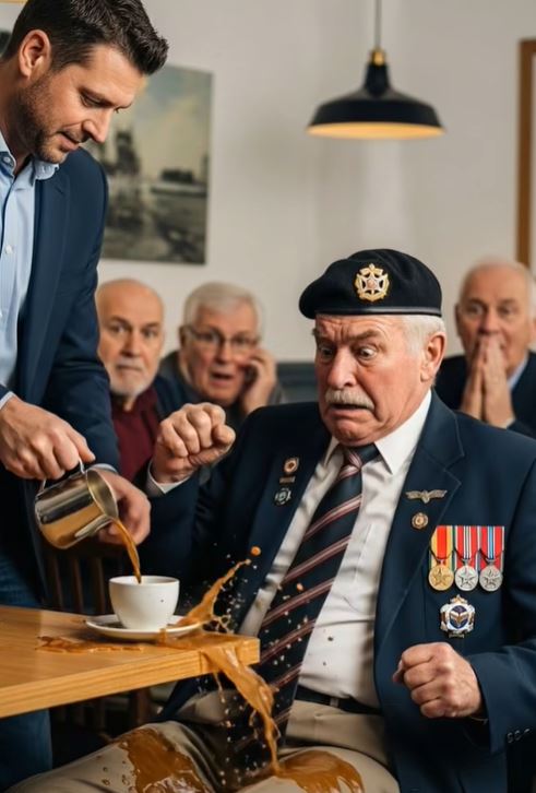 He Publicly Mocked a War Hero by Pouring Hot Coffee on Him—What Happened Next Left Everyone Speechless