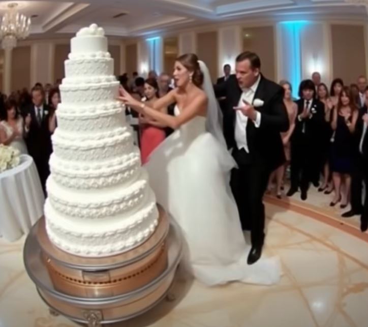 As I lifted the knife to cut the wedding cake, my sister hugged me tightly