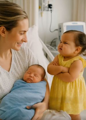 After giving birth, my husband brought our older daughter to meet her baby brother, and when she saw the newborn for the first time, she said a sentence that left both of us completely shocked