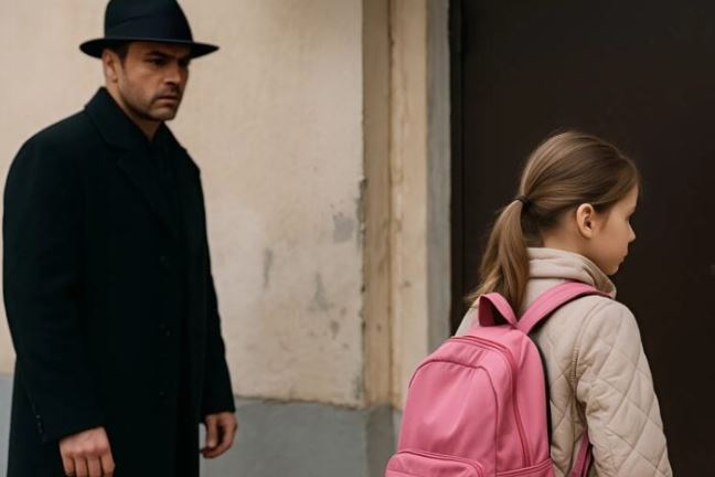 A 7-year-old girl realised that a strange man in black was watching her: but instead of going home, she did something unexpected