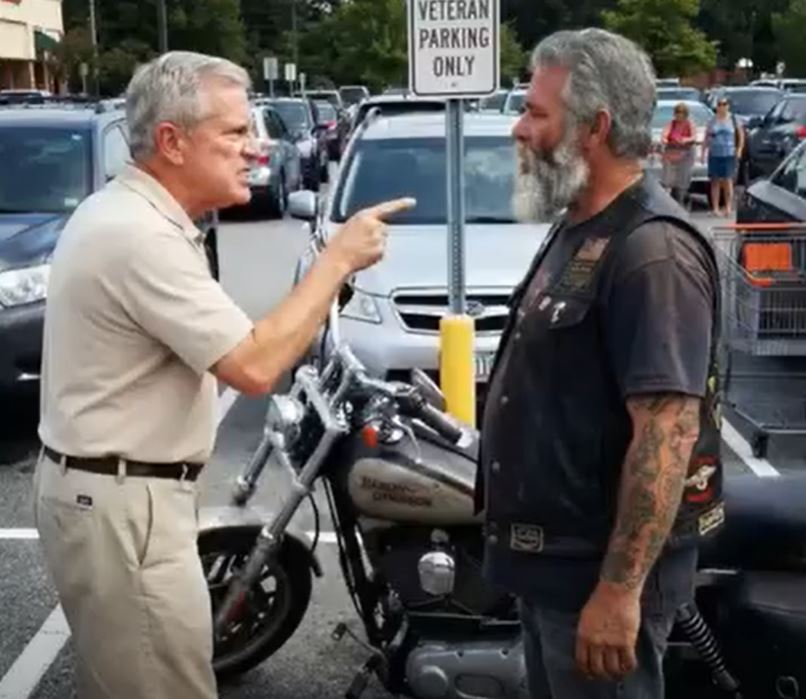 I shouted at a biker for parking in a “Veteran Only” Spot
