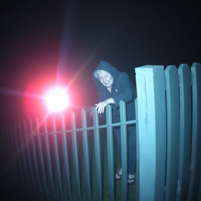 At night, my neighbor, who is almost seventy, tried to climb over the fence. When