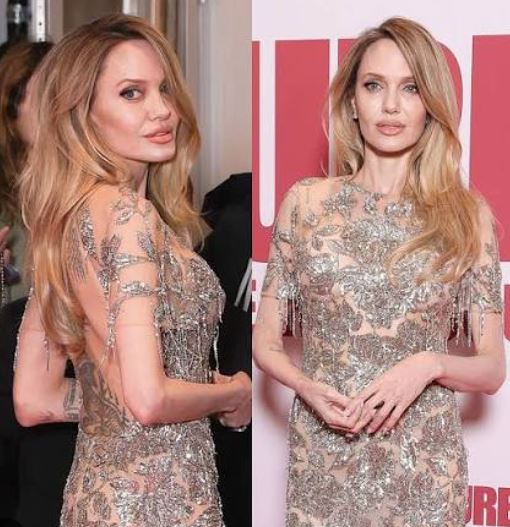 Angelina Jolie’s Sheer Sequined Look Has Everyone Doing a Double Take
